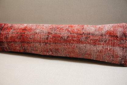 Handwoven Turkish Kilim Lumbar Pillow Cover: Red Rustic Boho Throw Pillow