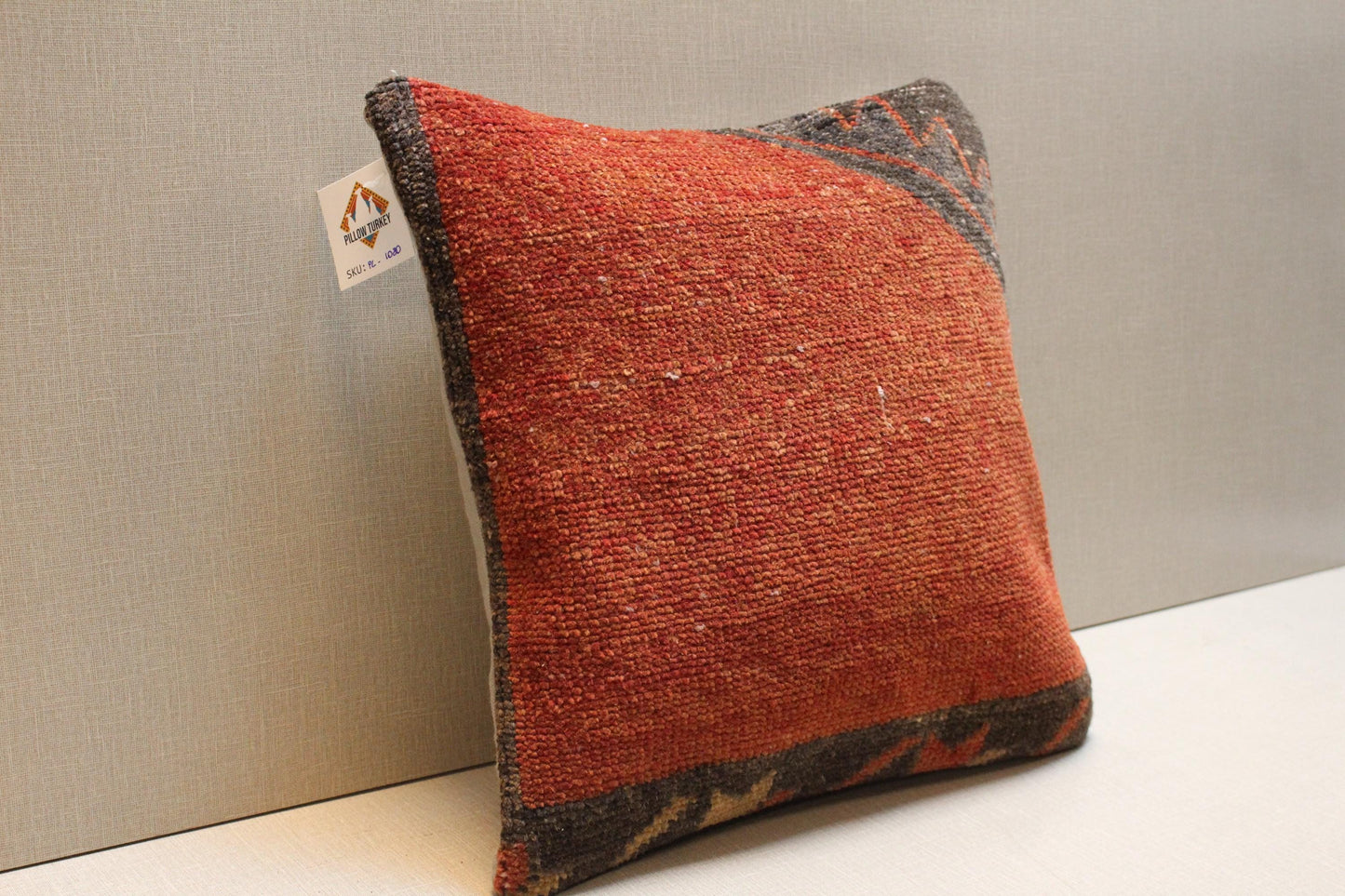 Orange Kilim Pillow Cover: Vintage Turkish Rug, Rustic Boho Cushion