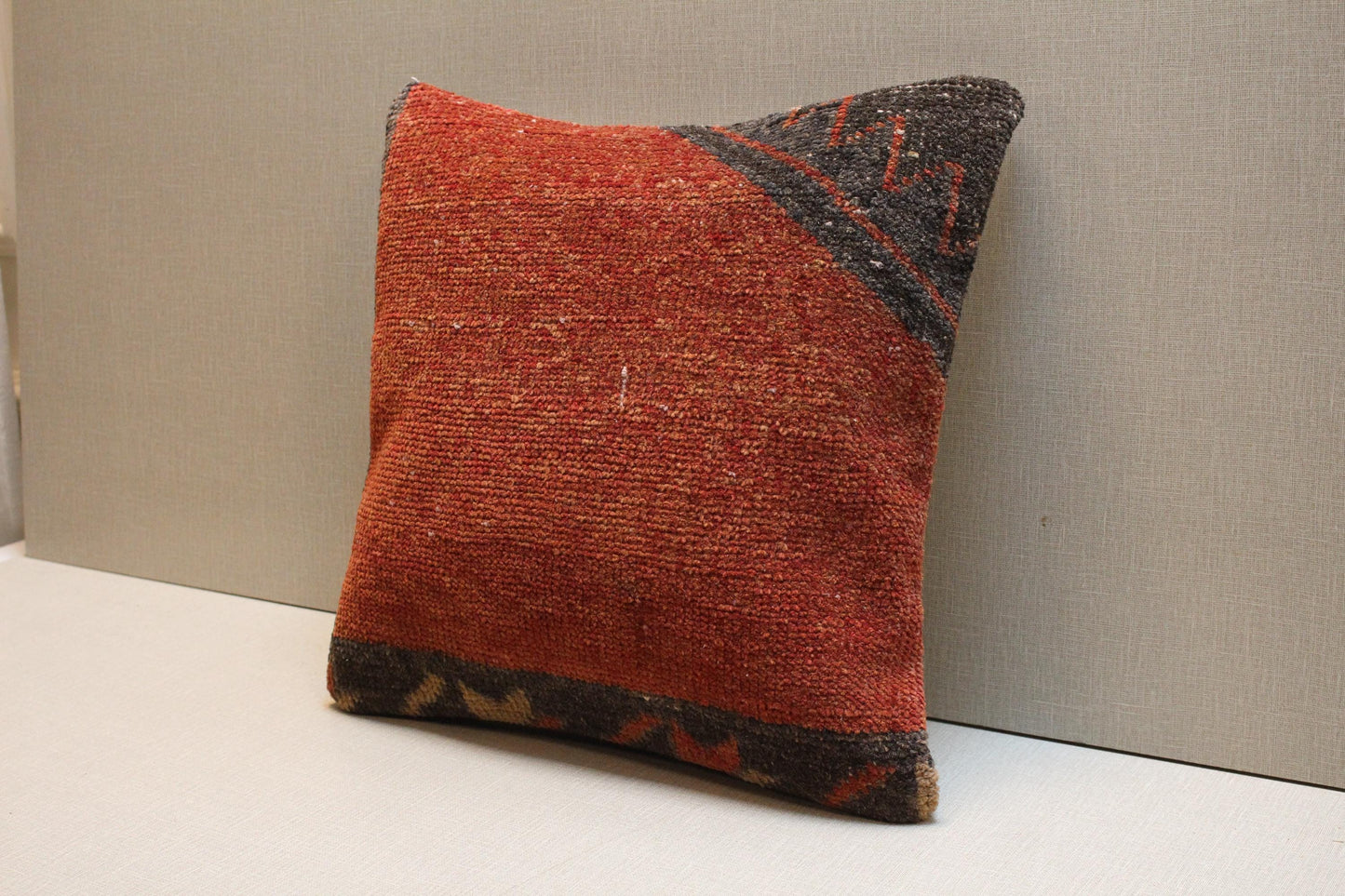 Orange Kilim Pillow Cover: Vintage Turkish Rug, Rustic Boho Cushion