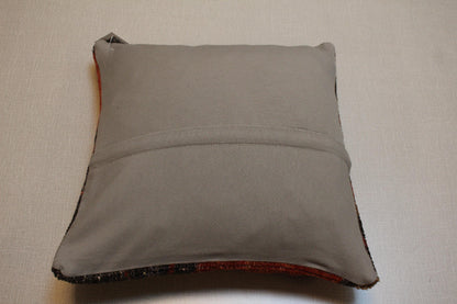 Orange Kilim Pillow Cover: Vintage Turkish Rug, Rustic Boho Cushion