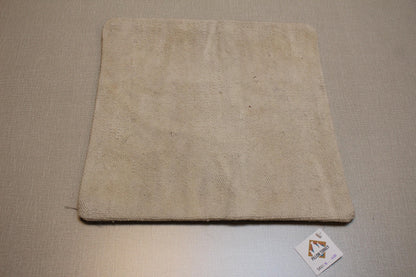 Handmade Beige Kilim Pillow Cover: Vintage Turkish Rug Cushion 16x16