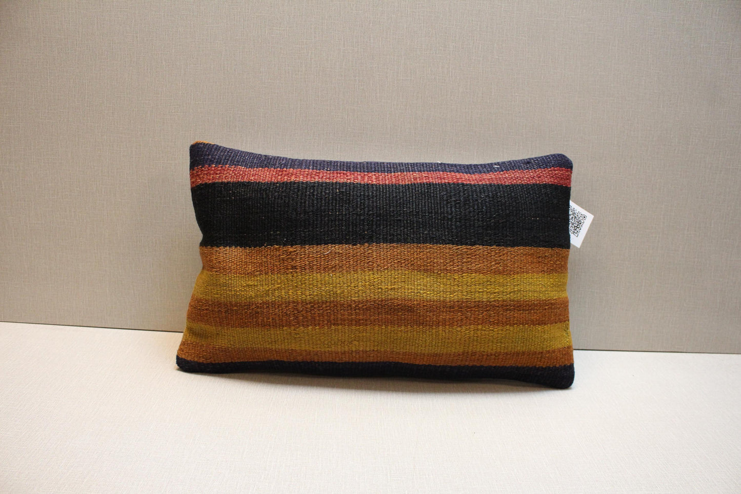 Vintage Turkish Kilim Pillow Cover 16x20: Boho Striped Throw Cushion
