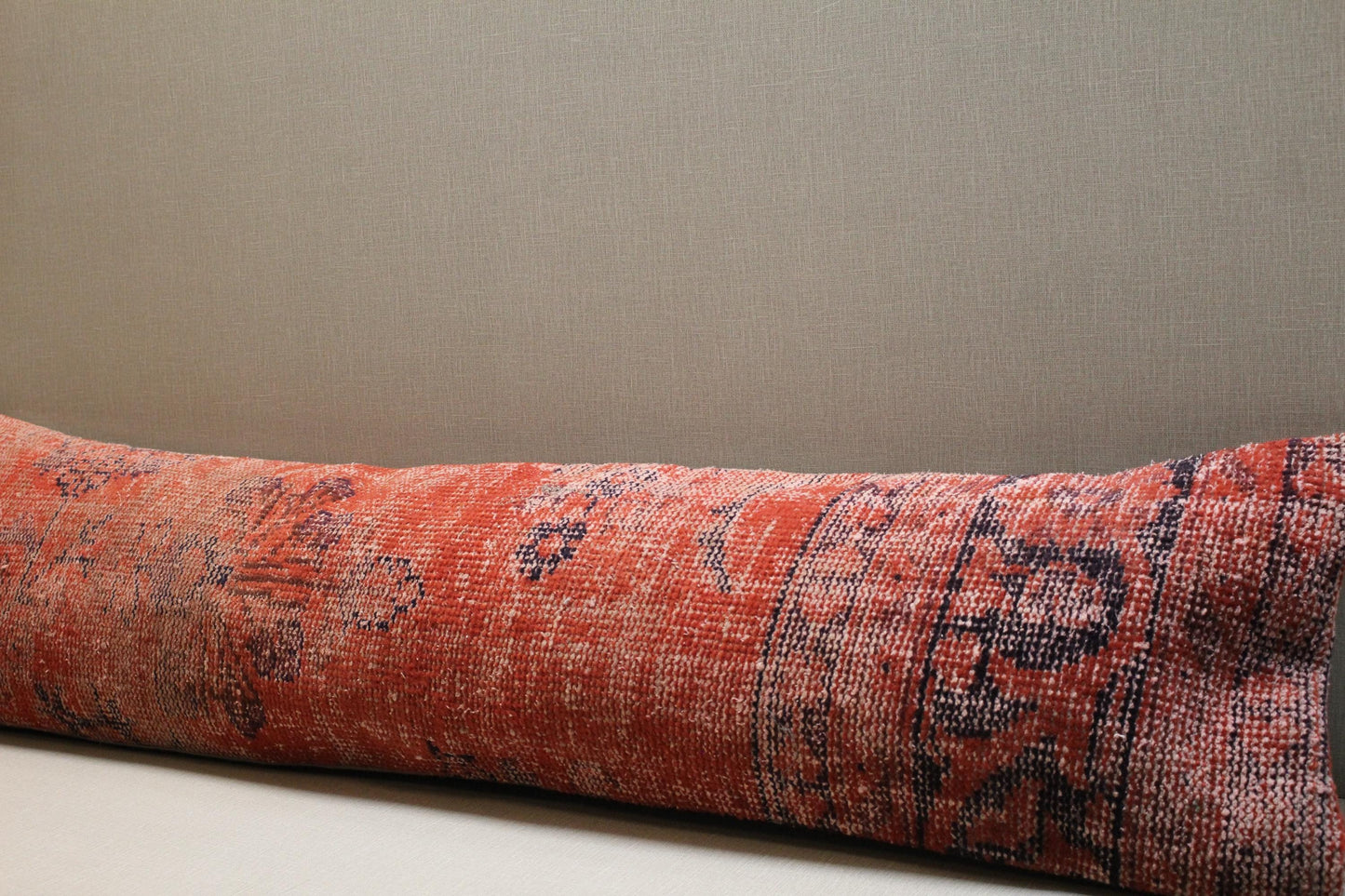 Vintage Turkish Kilim Bench Cover: Handwoven Red Floral Rug Upholstery