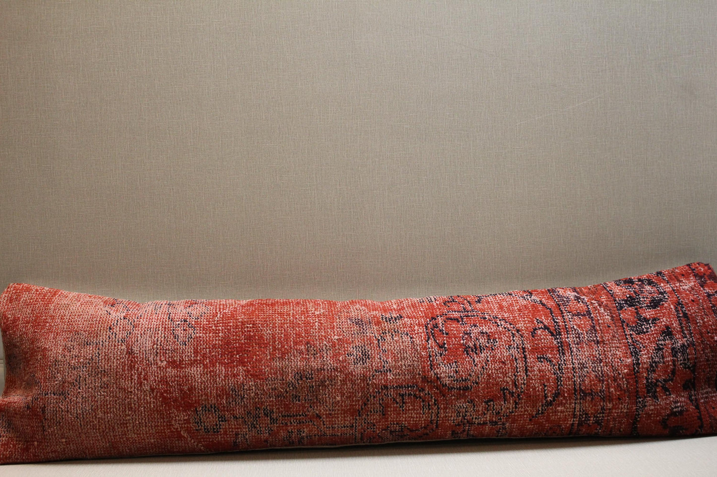 Vintage Turkish Kilim Bench Cover: Red & Black Floral, Handwoven Upholstery