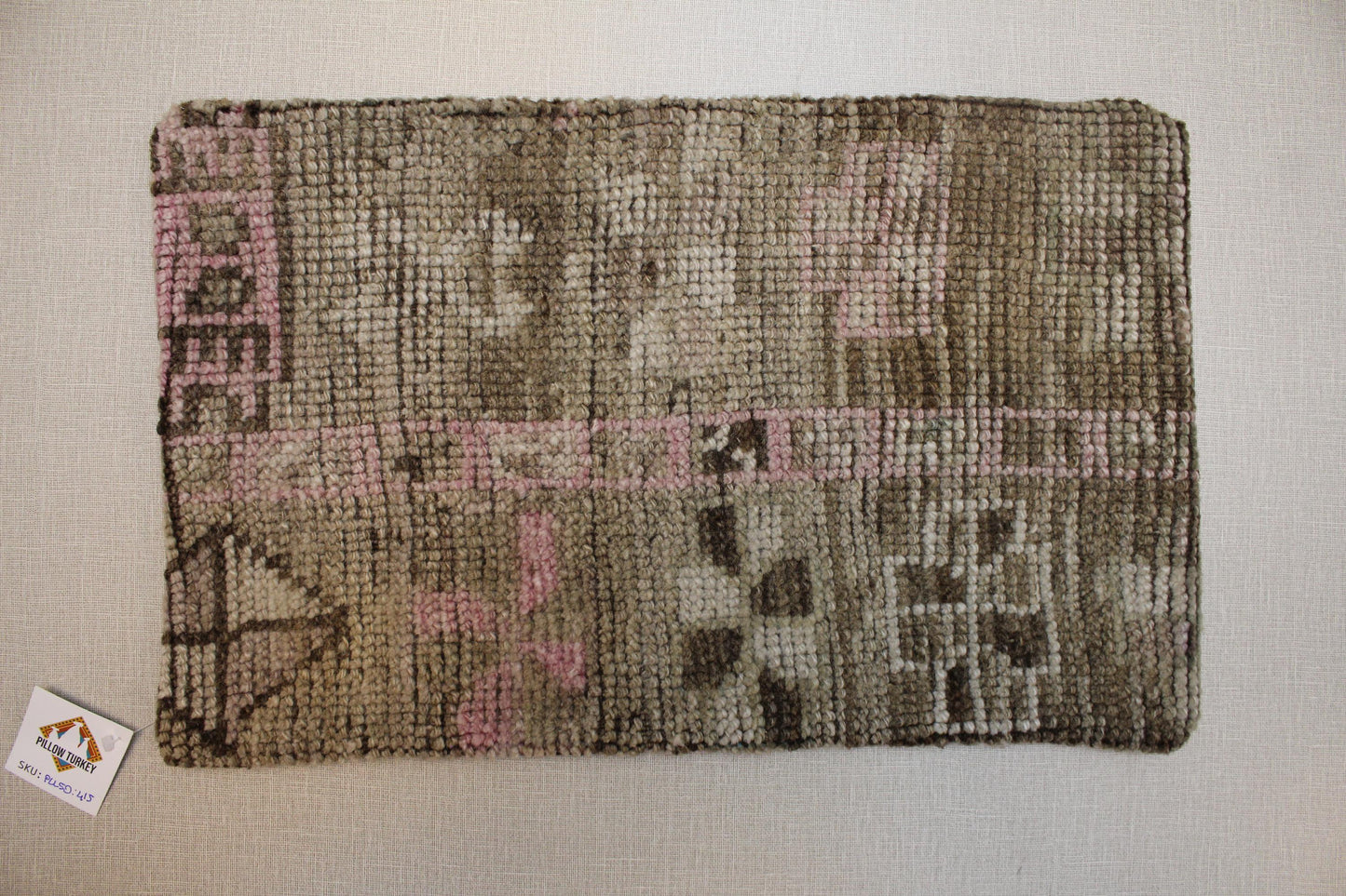 Handmade Kilim Pillow Cover 12x20: Brown Pink Tribal Boho Decor