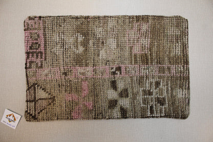 Handmade Kilim Pillow Cover 12x20: Brown Pink Tribal Boho Decor