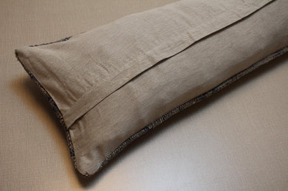Vintage Turkish Kilim Pillow Cover: Gray & Blue Lumbar Cushion