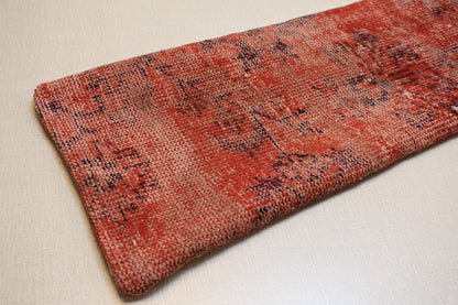 Vintage Turkish Kilim Pillow Cover: Rust Red & Navy Lumbar Cushion