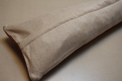 Vintage Turkish Kilim Pillow Cover: Rust Red & Navy Lumbar Cushion