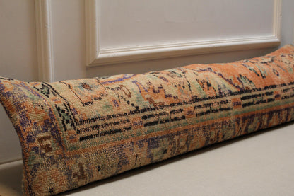 Vintage Turkish Kilim Pillow Cover: Orange Beige Lumbar Cushion