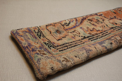 Vintage Turkish Kilim Pillow Cover: Orange Beige Lumbar Cushion