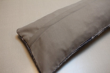 Handmade Kilim Lumbar Pillow: Vintage Turkish Rug Cushion, Gray & Navy