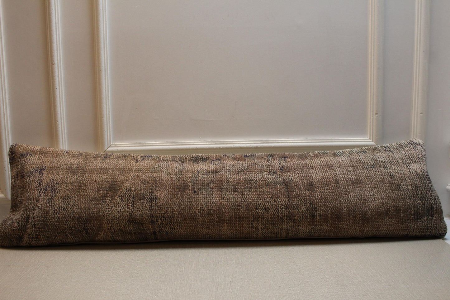 Vintage Turkish Kilim Lumbar Pillow: Handmade Brown & Gray Rug Cushion