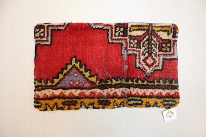 Red Kilim Pillow – Handmade Turkish Rug Cushion Cover with Yellow Black Accentsbar