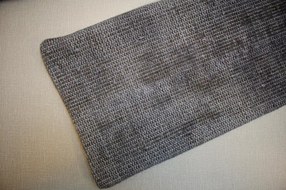 Gray Woven Wool Lumbar Pillow Cover: 12x48 inch Vintage Turkish Kilim
