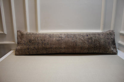 Vintage Turkish Oushak Rug: Distressed Wool Carpet, Brown Taupe Gray, 30x120"