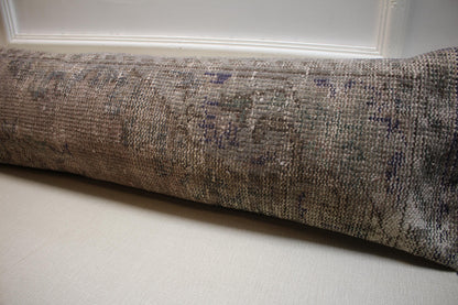 Vintage Turkish Oushak Rug: Distressed Wool Carpet, Brown Taupe Gray, 30x120"