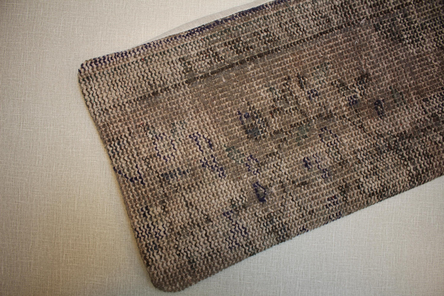 Vintage Turkish Oushak Rug: Distressed Wool Carpet, Brown Taupe Gray, 30x120"