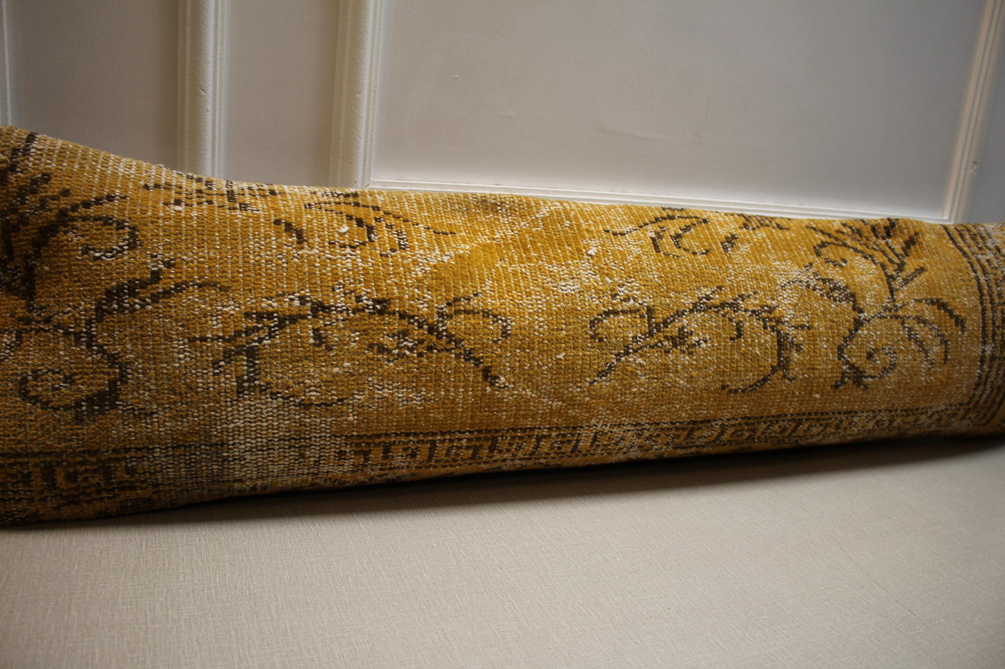 Black Vintage Turkish Rug Lumbar Pillow Cover: Boho Wool Pillow Case (12x48 in)