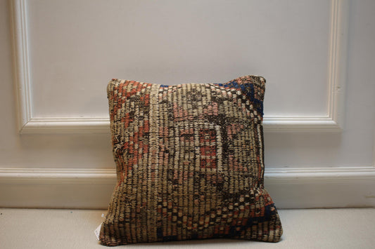 Vintage Turkish Kilim Pillow Cover – Handmade Boho Cushion, Rustic Tribal Decorative Throw Pillow