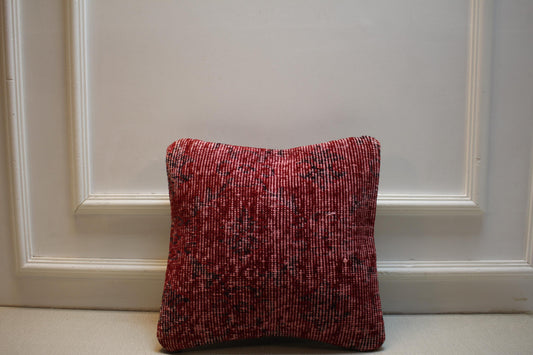 Red Turkish Kilim Pillow Cover, Vintage Handmade Woven Cushion, Rustic Farmhouse Decorative Throw Pillow
