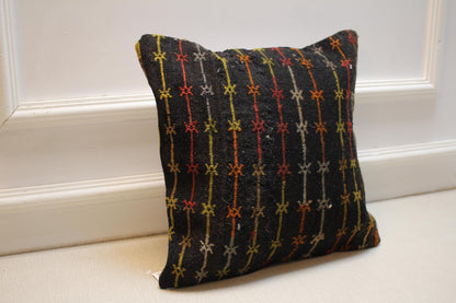 Vintage Turkish Kilim Pillow Cover: Handmade Boho Geometric Cushion