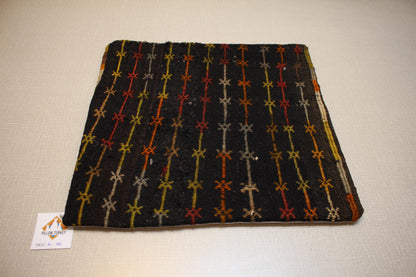 Vintage Turkish Kilim Pillow Cover: Handmade Boho Geometric Cushion