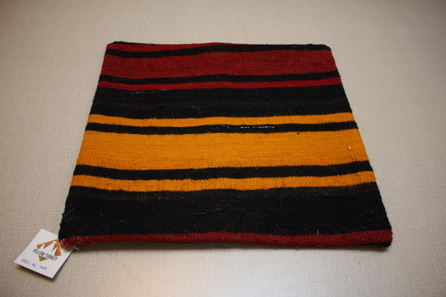 Handmade Turkish Kilim Pillow Cover: Boho Woven Cushion, 16x16