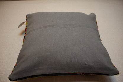 Handwoven Turkish Kilim Pillow Cover: Rustic Boho Decor, 16x16