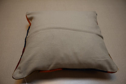 Handwoven Turkish Kilim Pillow Cover: Rustic Boho Tribal Decor 16x16