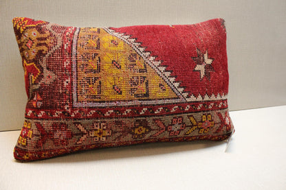 Handwoven Turkish Kilim Pillow Cover 12x24: Rustic Boho Lumbar Cushion