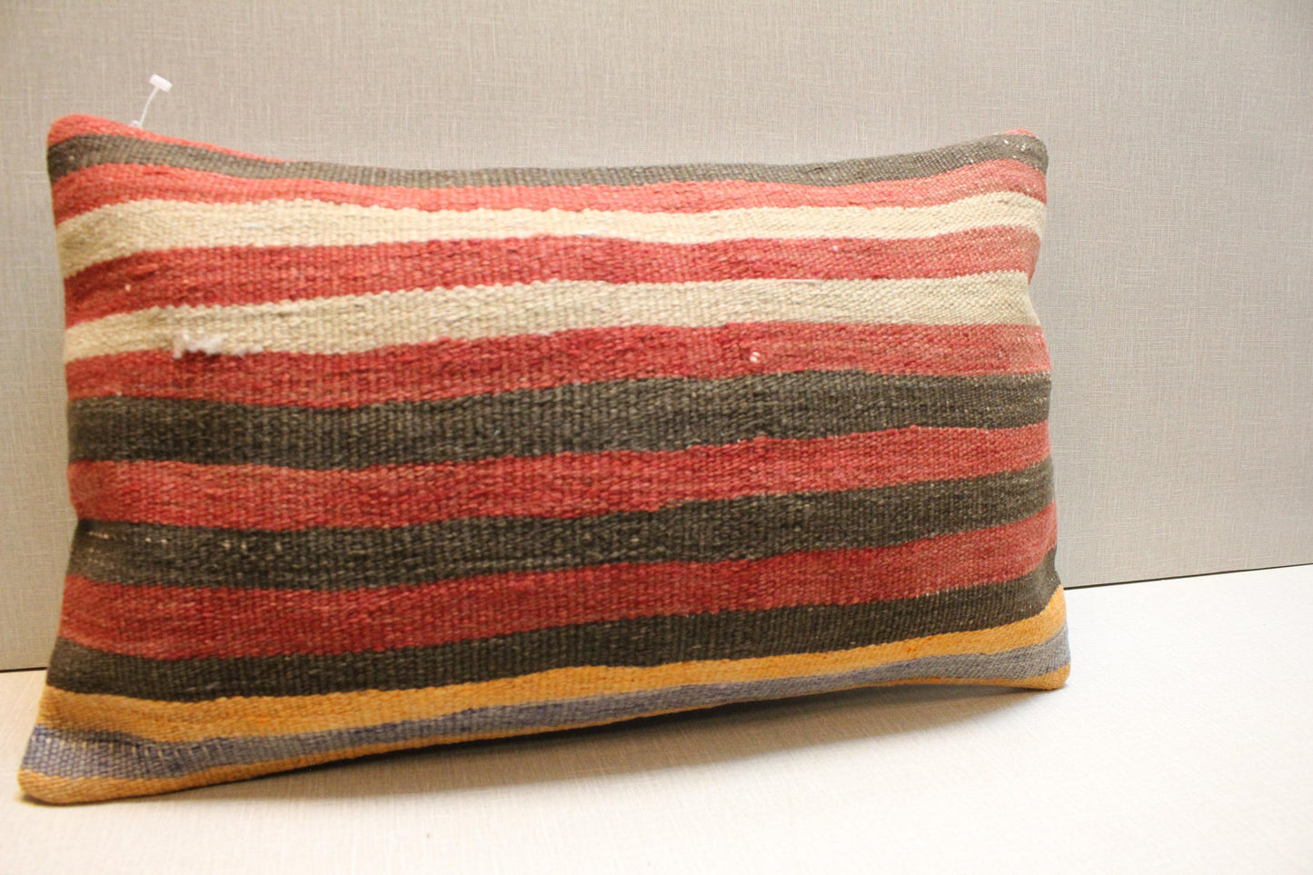 Handwoven Turkish Kilim Pillow Cover 12x24: Rustic Lumbar Cushion