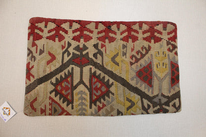 Handwoven Turkish Kilim Pillow Cover 12x24: Boho Lumbar Cushion