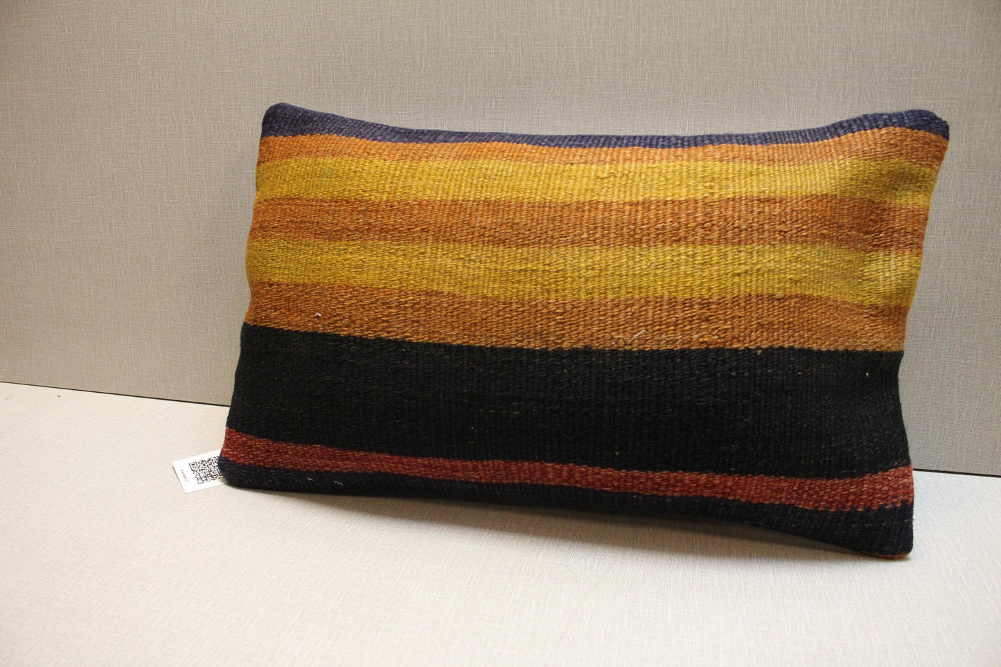 Handwoven Kilim Lumbar Pillow Cover 12x24: Boho Farmhouse Decor