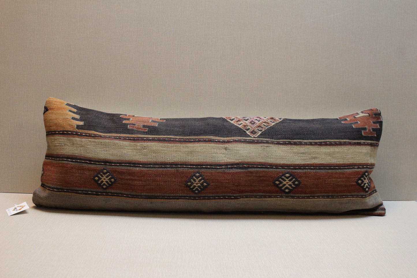 Handwoven Turkish Kilim Lumbar Pillow Cover 12x36: Rustic Boho Decor
