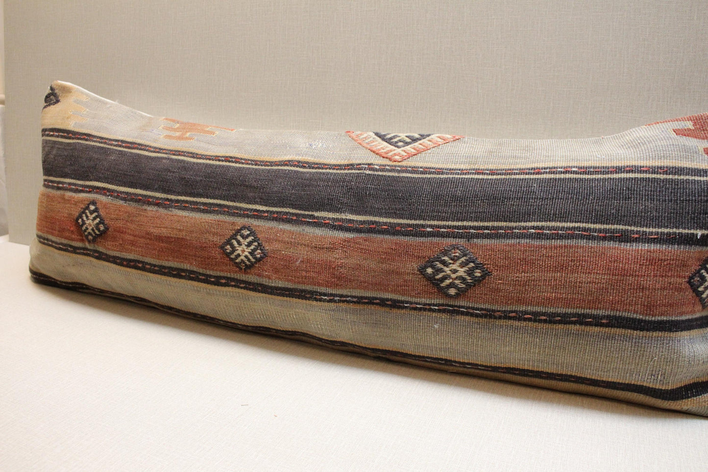 Handwoven Turkish Kilim Pillow Cover 12x36: Rustic Lumbar Cushion