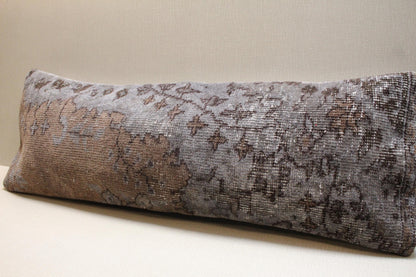 Handwoven Turkish Kilim Pillow Cover 12x36: Rustic Boho Lumbar Cushion