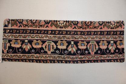 Handwoven Turkish Kilim Lumbar Pillow Cover 12x36: Navy Blue Floral Boho Decor
