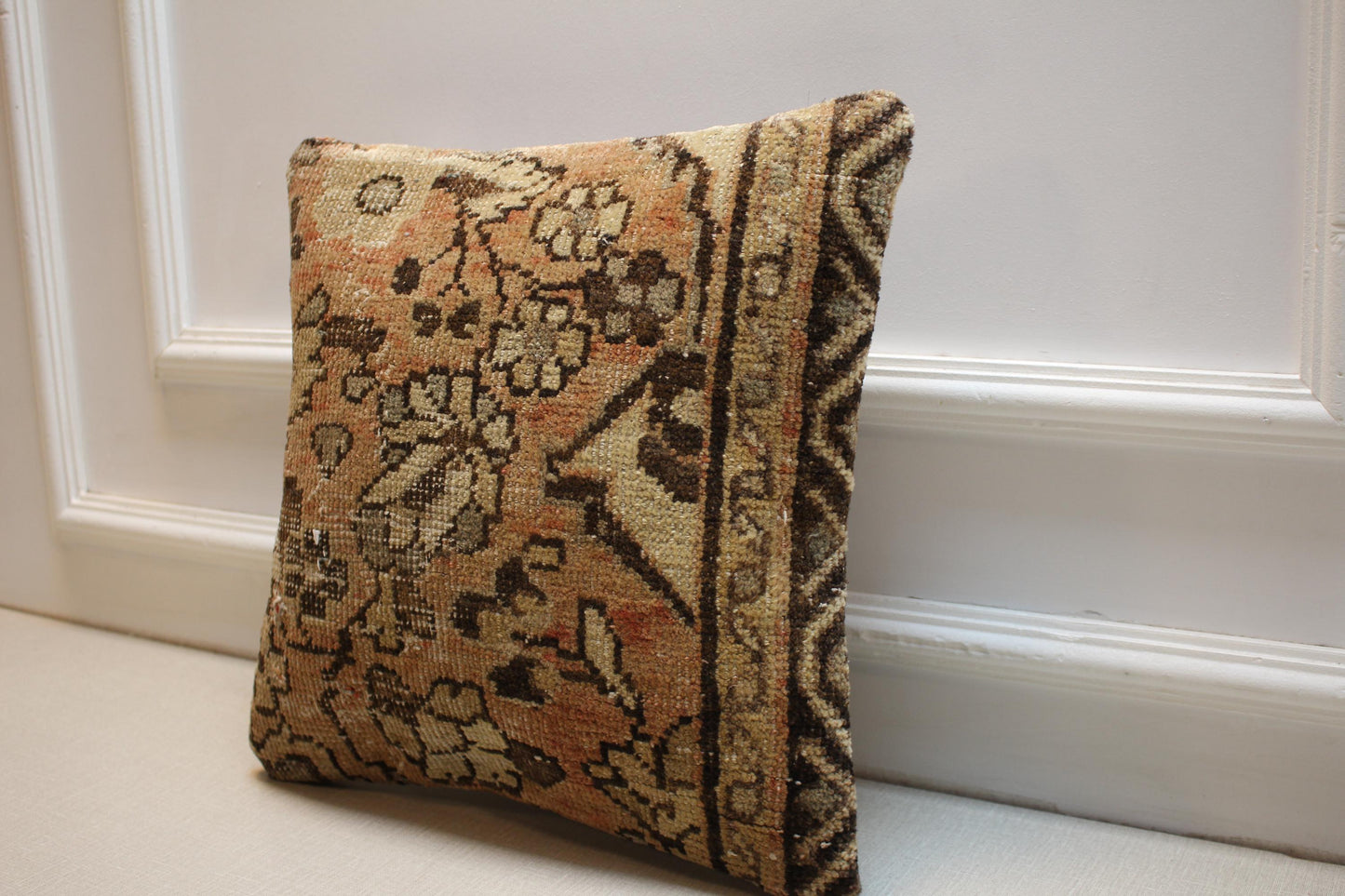 Handwoven Kilim Pillow Cover 16x16: Rustic Floral Boho Cushion