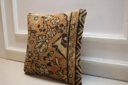 Handwoven Kilim Pillow Cover 16x16: Rustic Floral Boho Cushion