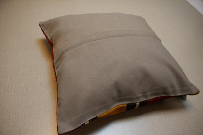 Handwoven Turkish Kilim Pillow Cover 16x16: Rustic Boho Decor