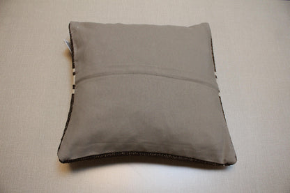 Handmade Brown Kilim Pillow Cover: Vintage Turkish Rug Cushion 16x16