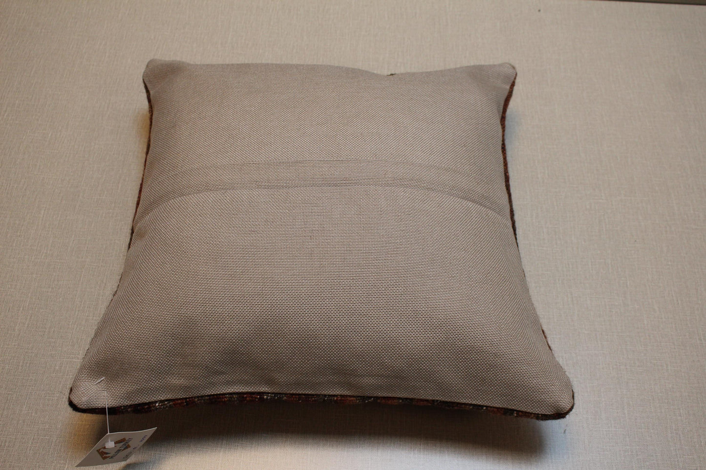 Brown Striped Kilim Pillow Cover: Vintage Turkish Rug Cushion, 16x16