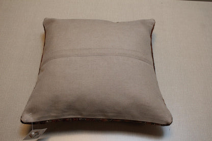 Brown Striped Kilim Pillow Cover: Vintage Turkish Rug Cushion, 16x16