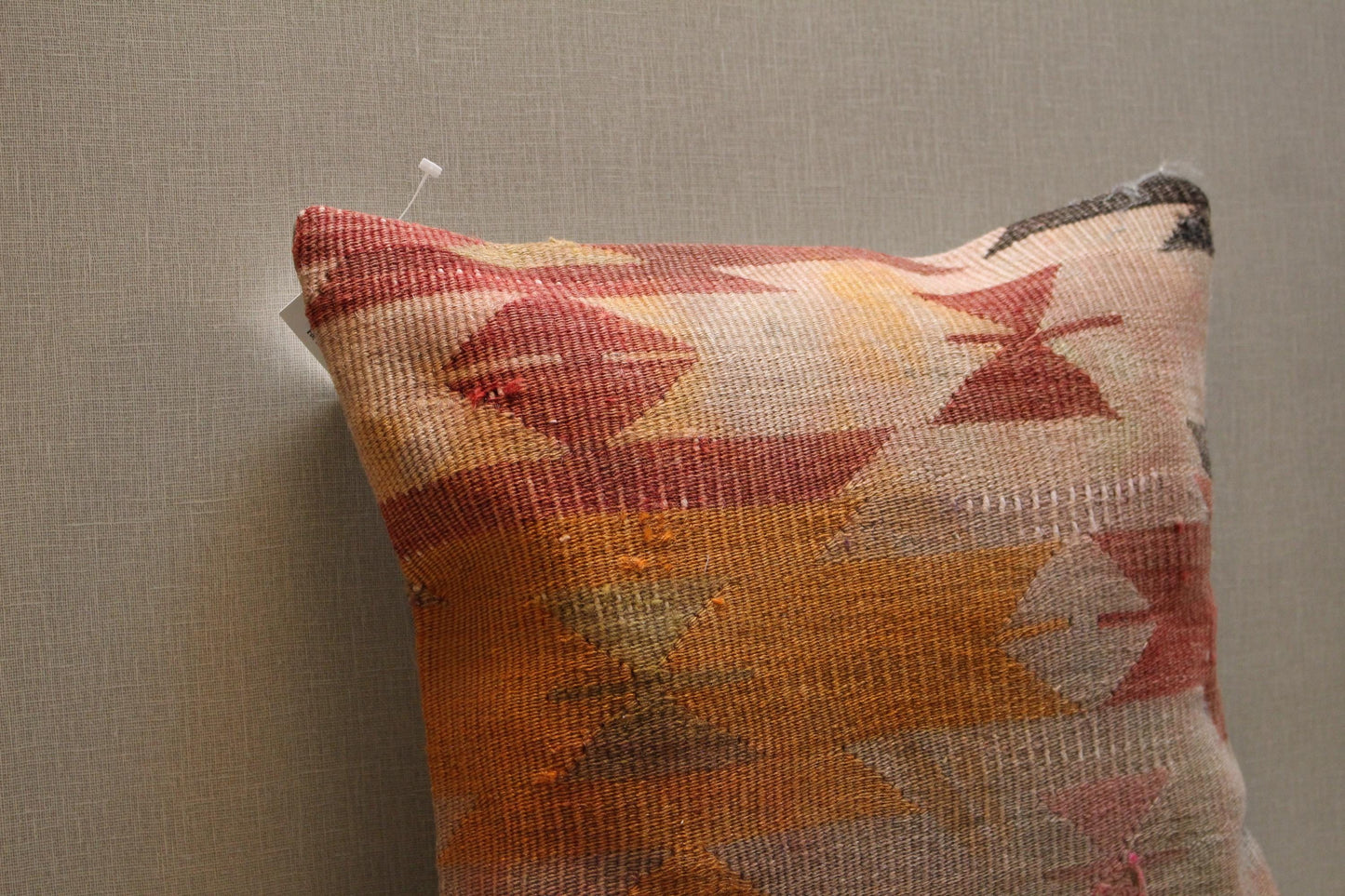 Handmade Kilim Pillow Cover: Vintage Turkish Rug, Boho Tribal Design (16x16 inch)