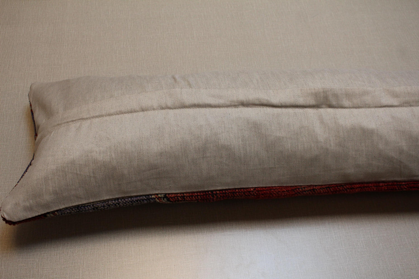 Handwoven Turkish Kilim Bench Cover: Red & Purple Geometric Wool Upholstery