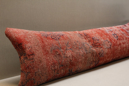 Vintage Turkish Kilim Bench Cover: Handwoven Red Floral Rug Upholstery