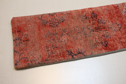 Vintage Turkish Kilim Bench Cover: Handwoven Red Floral Rug Upholstery