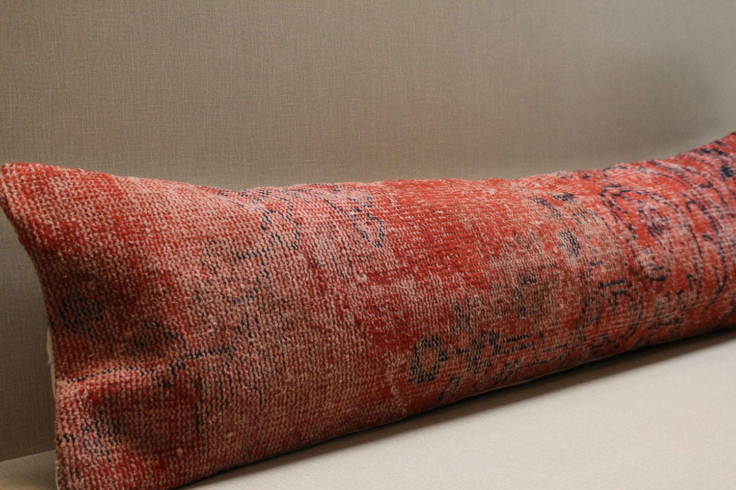 Vintage Turkish Kilim Bench Cover: Red & Black Floral, Handwoven Upholstery