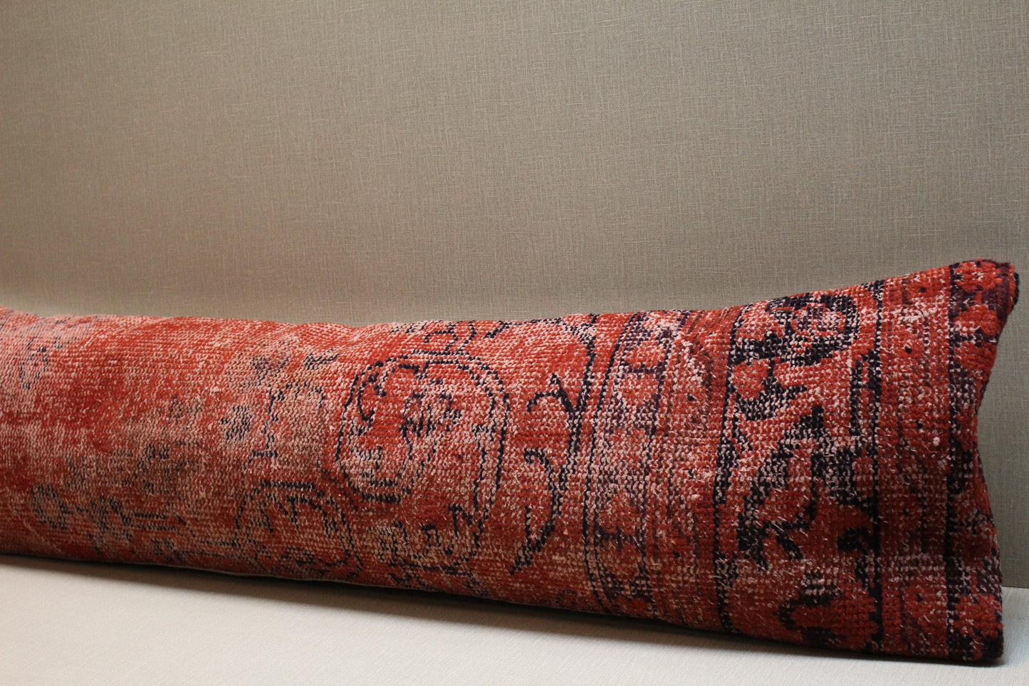 Vintage Turkish Kilim Bench Cover: Red & Black Floral, Handwoven Upholstery